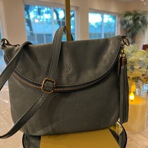 Vera Pelle Italy Crossbody Sling Bag Black Soft Leather Tassel Zipper